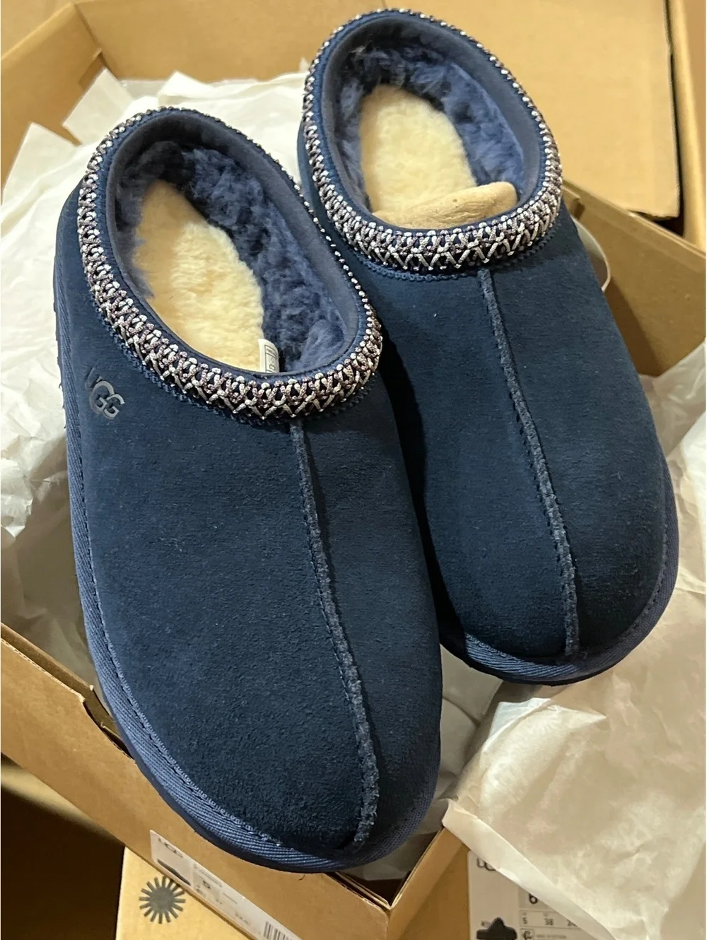 UGG suede stitched slippers in navy kids